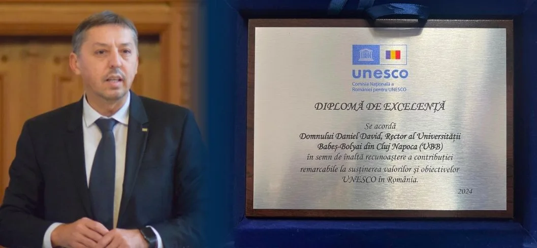 , Daniel David, rectorul Universității Babeș-Bolyai a primit Diploma de Excelență a Comisiei Naționale a României pentru UNESCO, TransilvaniaTV.ro